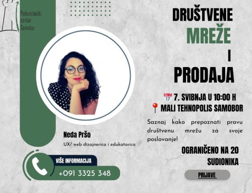 NAJAVA RADIONICE Društvene mreže i prodaja  Mali Tehnopolis Samobor, 7. svibnja 2025. u 10:00 sat