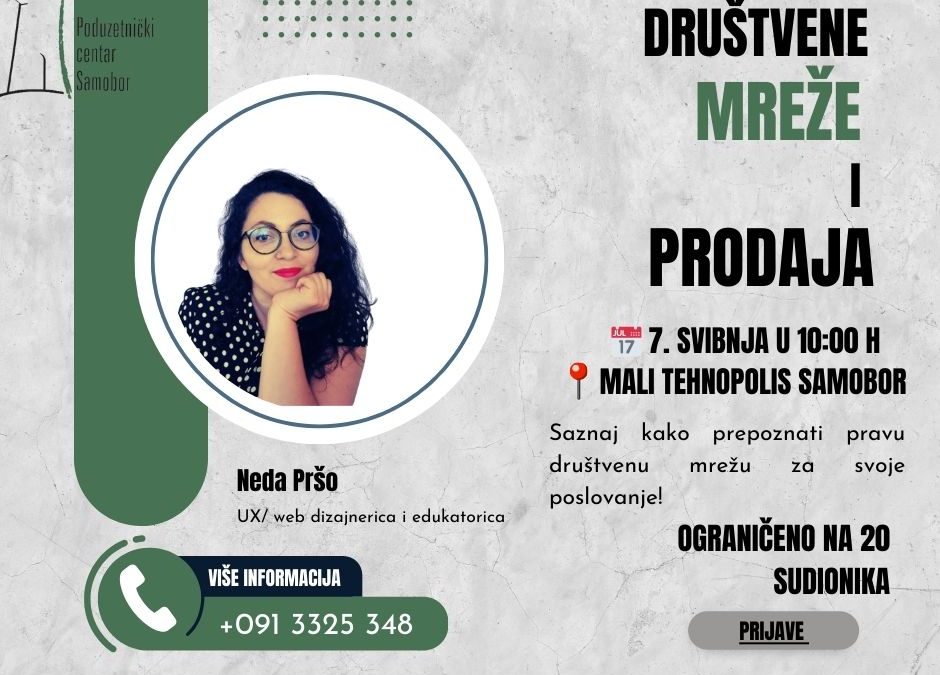 NAJAVA RADIONICE Društvene mreže i prodaja