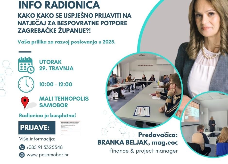 INFO RADIONICA: Kako se uspješno prijaviti na natječaj za bespovratne potpore Zagrebačke županije