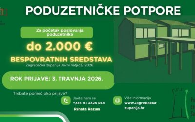Javni natječaj za dodjelu potpora za početak poslovanja poduzetnika za 2026. godinu